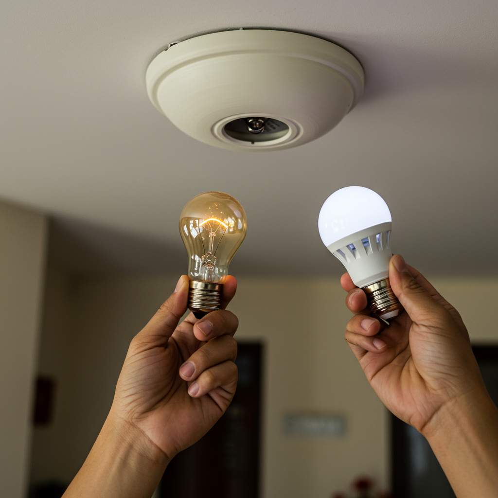 Thay Bóng Đèn Cũ Bằng Đèn LED Tiết Kiệm