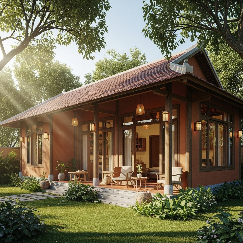 u hướng nhà vườn 1 tầng 3 phòng ngủ – Lựa chọn yêu thích năm 2025 cho mệnh Hỏa & Thổ