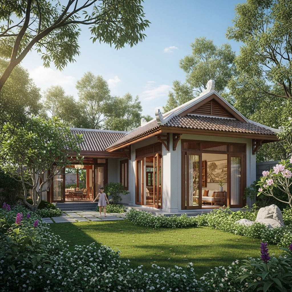 Mái nhà và sân vườn phong thủy tận dụng năng lượng tái tạo hiệu quả