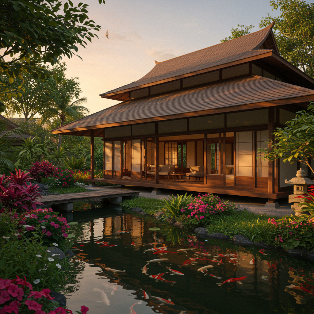 nhà mái lùn phong cách Nhật
