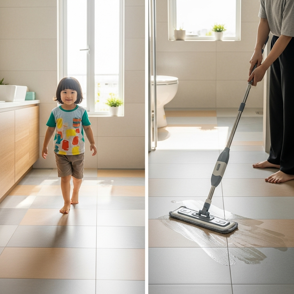 Chọn loại gạch nền nhà dễ vệ sinh và an toàn khi sử dụng
