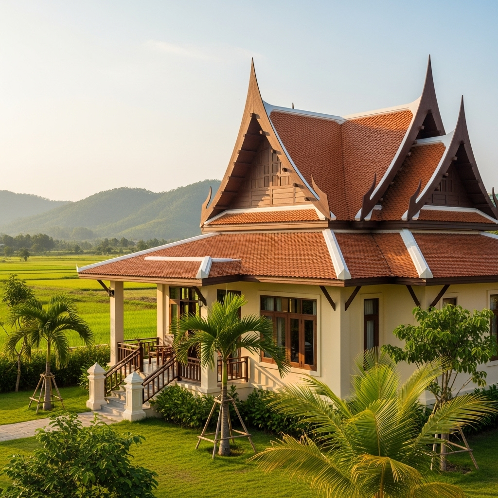 Nhà cấp 4 mái Thái phong cách resort sân vườn – Xây dựng khoảng 770 triệu - 10 Mẫu Nhà