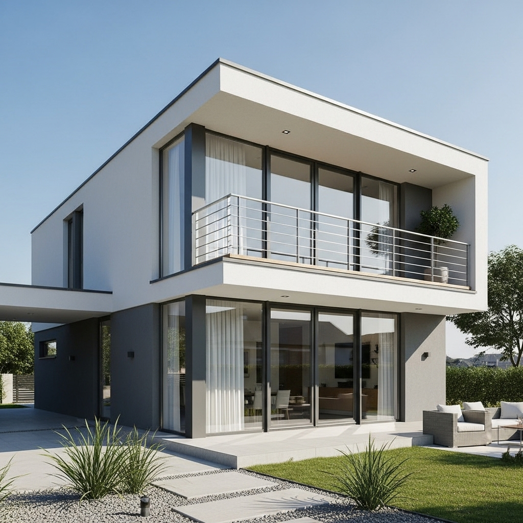 Mẫu nhà cấp 4 có gác lửng phong cách hiện đại