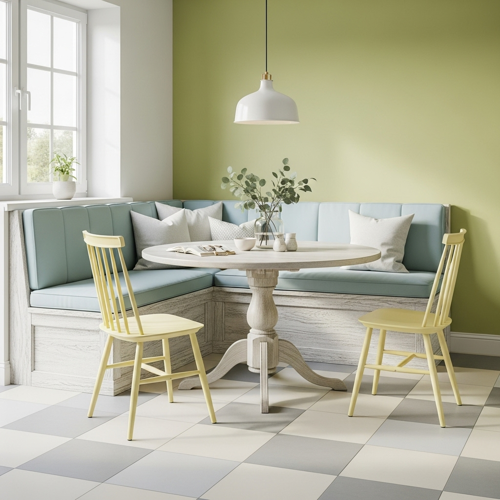 Ghế ăn kiểu “banquette” – kết hợp gạch lát và tiết kiệm không gian