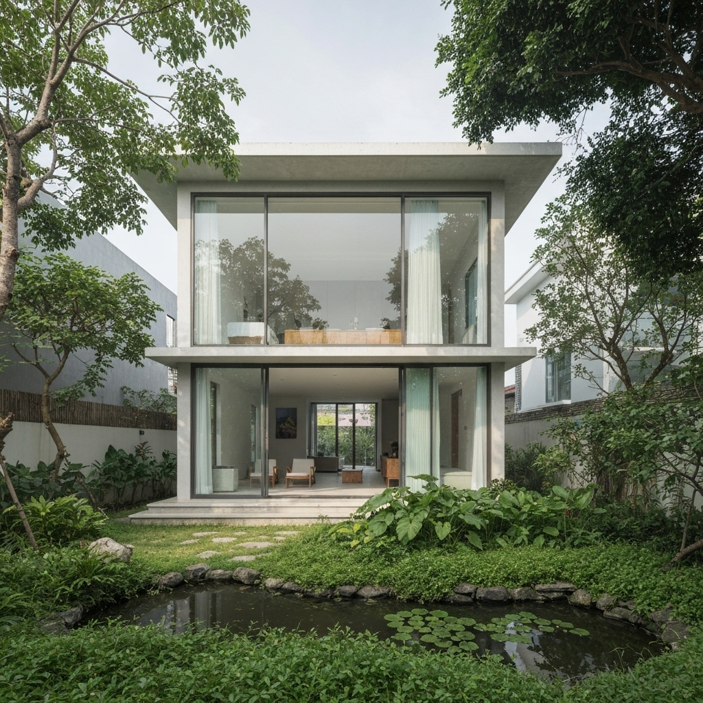 Nhà 2 tầng kết hợp sân vườn