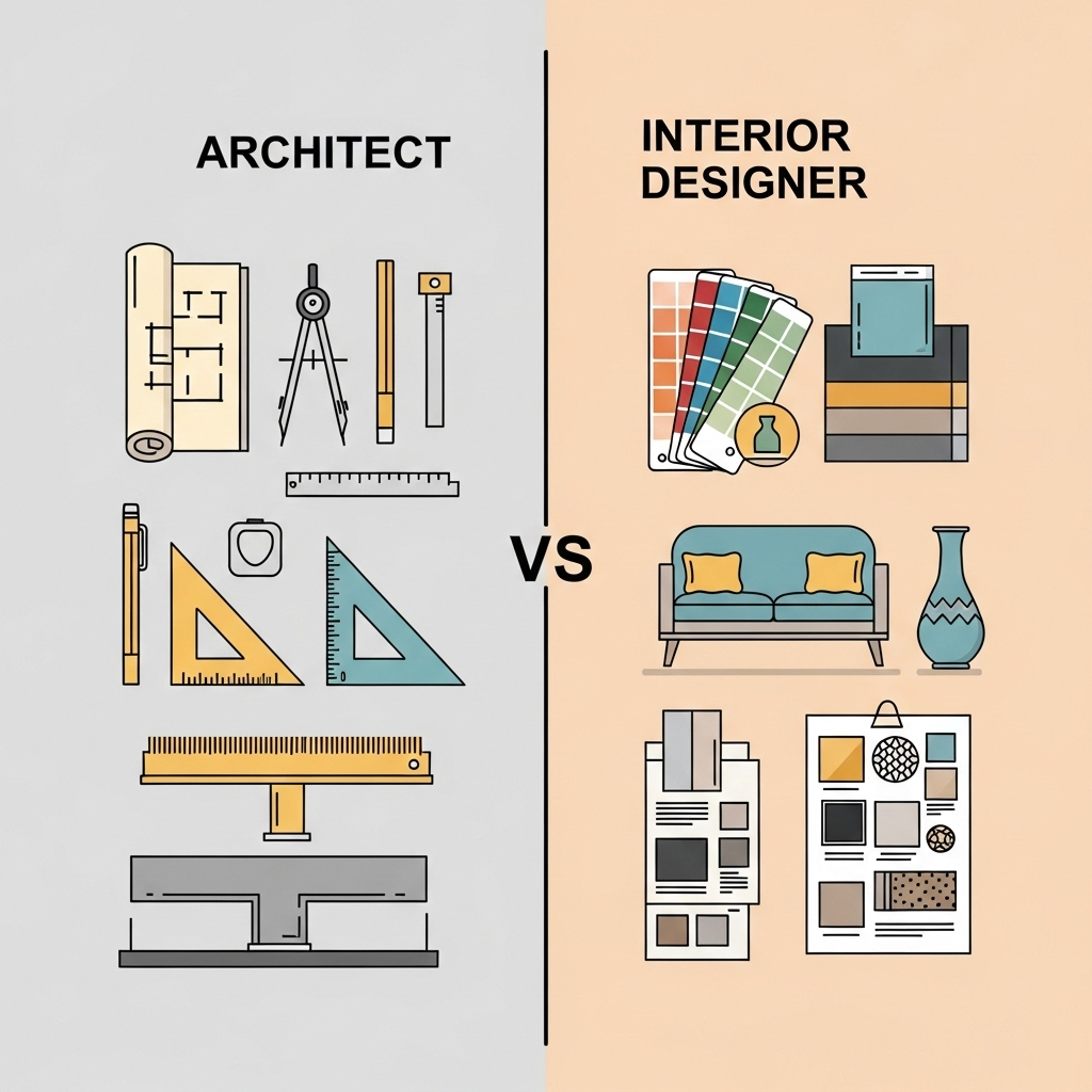Bảng so sánh chi tiết giữa kiến trúc sư và nhà thiết kế nội thất