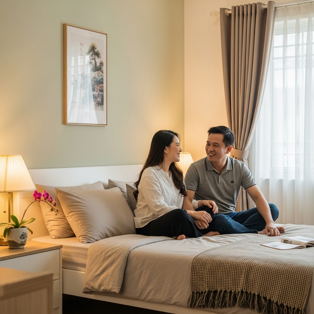 phong thủy phòng ngủ, Hướng giường ngủ hợp phong thủy – Gắn kết tình cảm