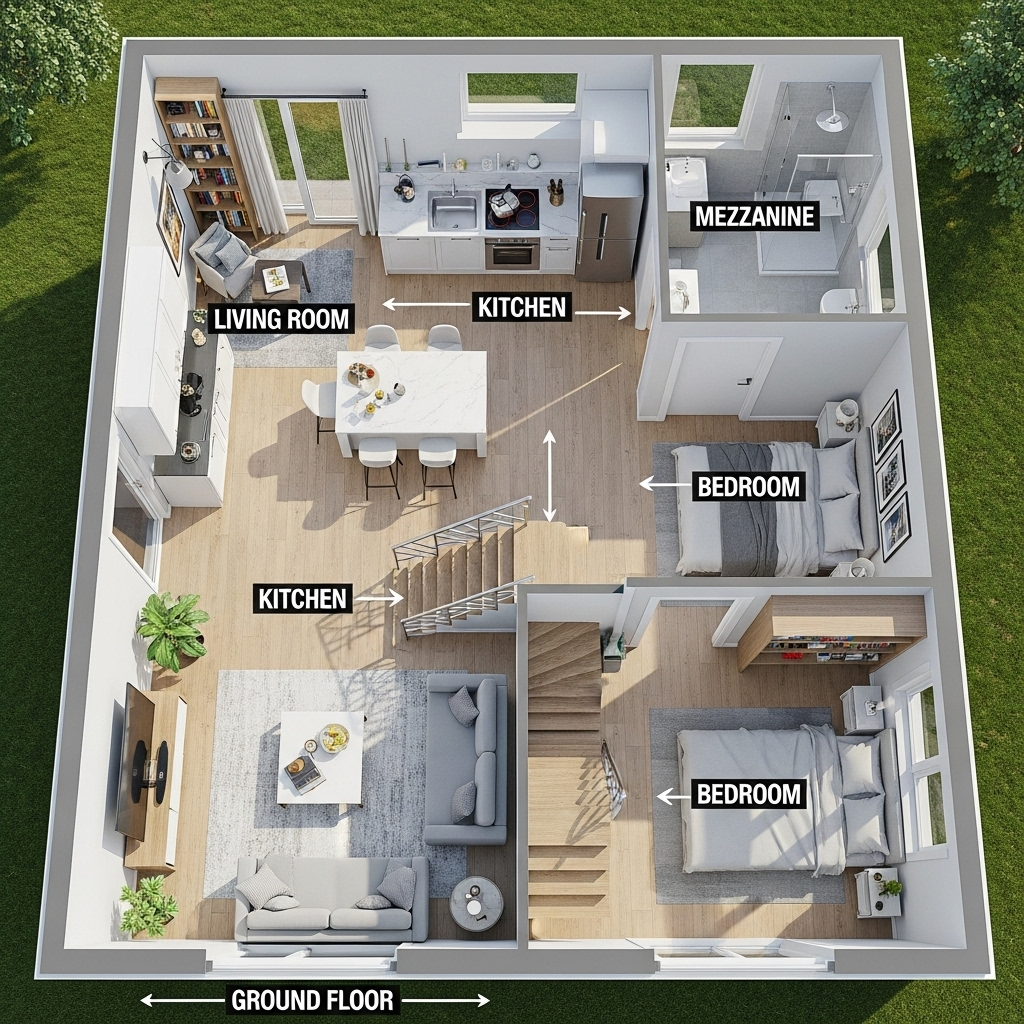Gợi ý bố trí công năng hợp lý cho nhà cấp 4 gác lửng