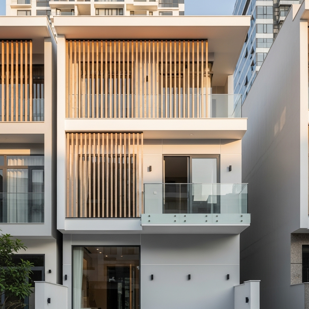 Mẫu 1 – Mặt tiền nhà phố 5m | Phong cách hiện đại tối giản