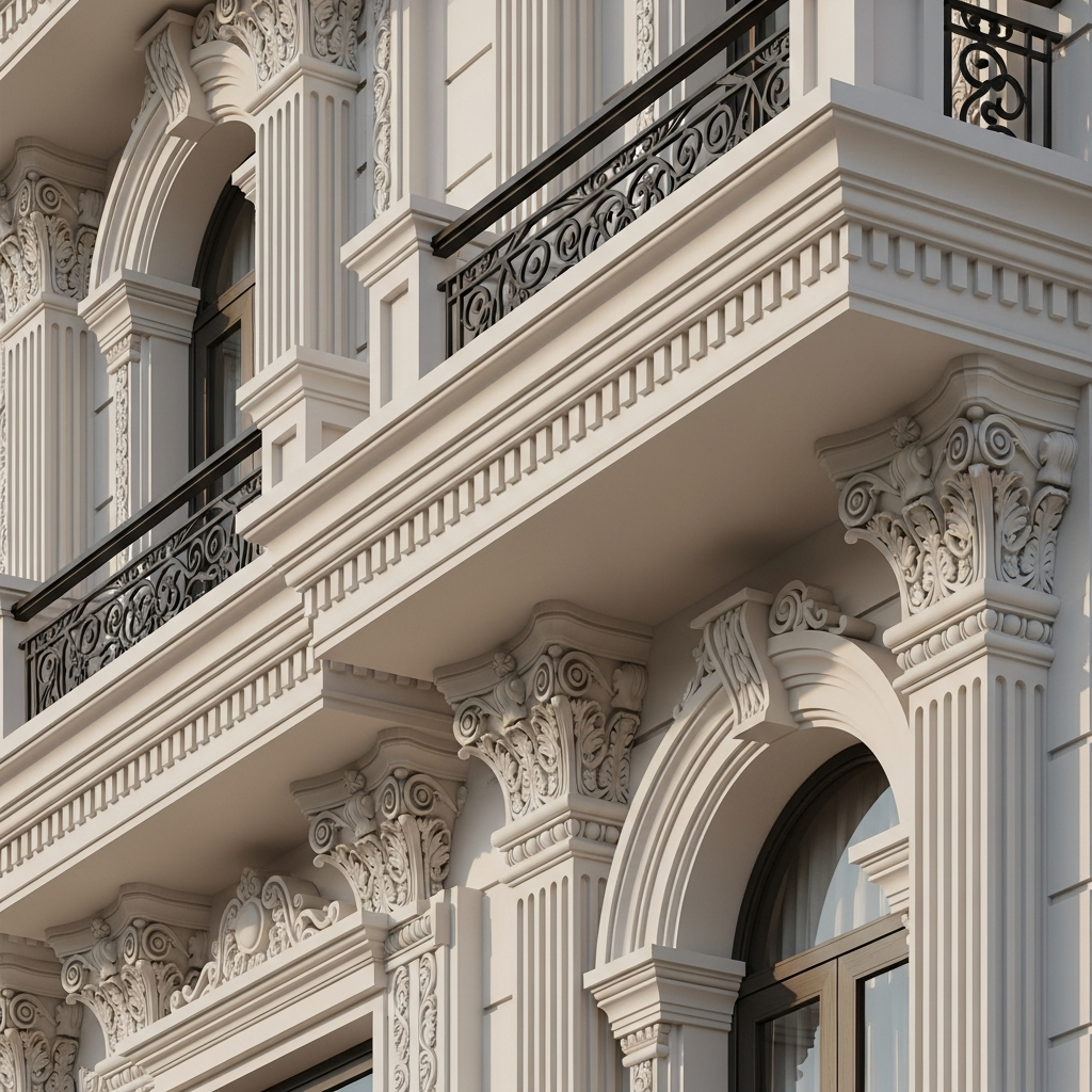 nhà tân cổ điển, Hoa văn và phào chỉ tinh tế