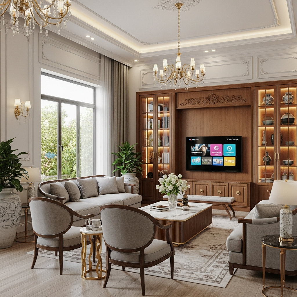 nhà tân cổ điển, Nội thất tiện nghi