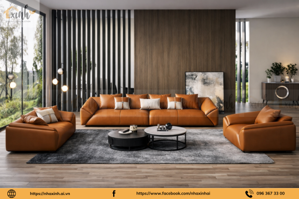 sofa  phòng khách màu cam 
