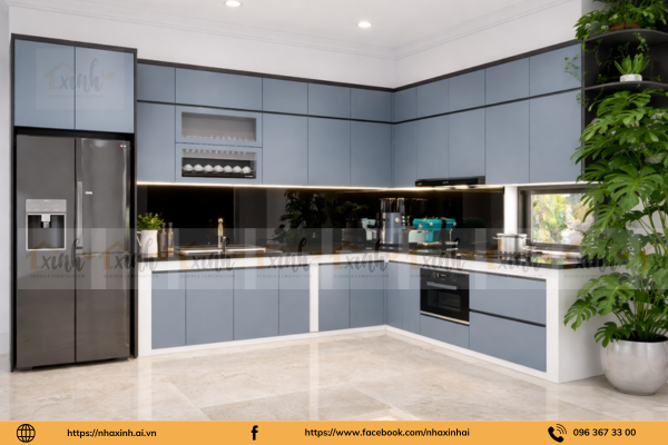 tủ bếp màu xám