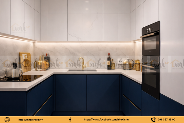 tủ bếp Tone xanh