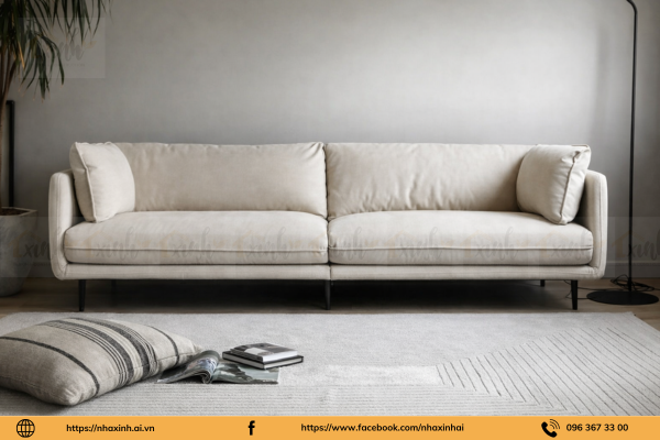 sofa  phòng khách màu trắng
