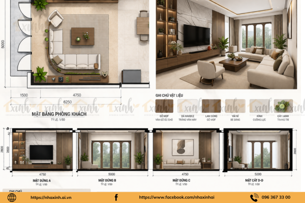 thiết kế nhà xinh cho phòng khách